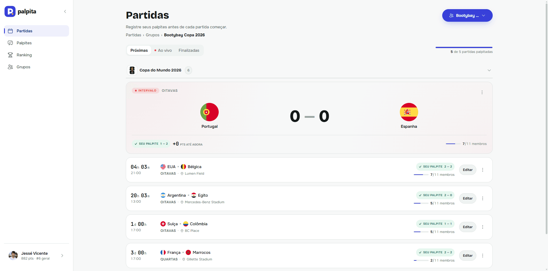 Palpita matches list with upcoming World Cup fixtures